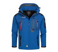 Geographical Norway TECHNO MEN - Giacca Softshell Zip Impermeabile Da Uomo - Cappuccio Traspirante - Giacca Tattico Antivento Calda Invernale - Ideale Per Le Attività All'aperto (BLU REALE M)
