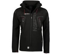 Geographical Norway Techno Men - Giacca Cappuccio Softshell Impermeabile Uomo - Giacca Vento Tattica Da Esterno - Escursionismo Sci Autunno Inverno Primavera (Nero L)