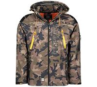 Geographical Norway Techno Men - Giacca Cappuccio Softshell Impermeabile Uomo - Giacca Vento Tattica Da Esterno - Escursionismo Sci Autunno Inverno Primavera (Mimetica arancione cochi M)
