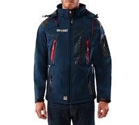 Geographical Norway Techno Men - Giacca Cappuccio Softshell Impermeabile Uomo - Giacca Vento Tattica Da Esterno - Escursionismo Sci Autunno Inverno Primavera (Nero rosso 3XL)