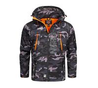 Geographical Norway Techno Men - Giacca Cappuccio Softshell Impermeabile Uomo - Giacca Vento Tattica Da Esterno - Escursionismo Sci Autunno Inverno Primavera (Mamo negante nero S)