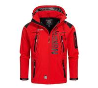Geographical Norway Techno Men - Giacca Cappuccio Softshell Impermeabile Uomo - Giacca Vento Tattica Da Esterno - Escursionismo Sci Autunno Inverno Primavera (nero rosso 3XL)
