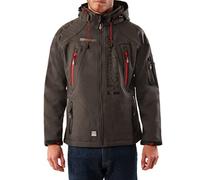 Geographical Norway TECHNO MEN - Giacca Softshell Zip Impermeabile Da Uomo - Cappuccio Traspirante - Giacca Tattico Antivento Calda Invernale - Ideale Per Le Attività All'aperto (GRIGIO M)