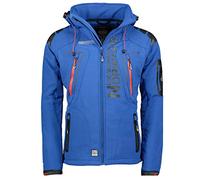 Geographical Norway TECHNO MEN - Giacca Softshell Zip Impermeabile Da Uomo - Cappuccio Traspirante - Giacca Tattico Antivento Calda Invernale - Ideale Per Le Attività All'aperto (BLU REALE M)