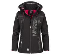 Geographical Norway Tislande Lady - Giacca Cappuccio Softshell Impermeabile Donna - Giacca Antivento - Attività All'Aperto Escursioni Sci Autunno Inverno Primavera (Nero rosa M-taglia 2)