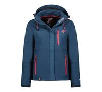 Geographical Norway Touna Lady - Giacca Softshell impermeabile donna - Giacca cappuccio all'aperto - Giacca vento resistente all'inverno (Blu_marino_rosa_flash XL Taglia 4)
