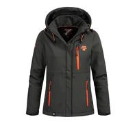 Geographical Norway Touna Lady - Giacca Softshell impermeabile donna - Giacca cappuccio all'aperto - Giacca vento resistente all'inverno (Grigio_scuro_arancionne L Taglia 3)