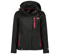 Geographical Norway Touna Lady - Giacca Softshell impermeabile donna - Giacca cappuccio all'aperto - Giacca vento resistente all'inverno (Nero_rosa_flash XL Taglia 4)