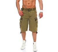 Geographical Norway Uomo Cotone Cargo Pantaloncini Parasole Stoff-Gürtel - Mastice, L