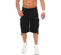 Geographical Norway Uomo Cotone Cargo Pantaloncini Parasole Stoff-Gürtel - Nero, M