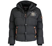 Geographical Norway Verveine Men Distribrands - Giacca Calda da Uomo Con Cappuccio - Maniche Lunghe - Cappotto Invernale Caldo - Da Esterno Con Fodera Imbottita (Nero S)