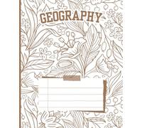 Geography Composition Notebook | 7.5x9.25”, 120 Pages | Floral Grey Orange Design: A cute and classy notebook for geography lovers - perfect for notes, maps, and study sessions.