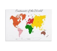 Geography Reference Poster World Continents Map Educational Art
