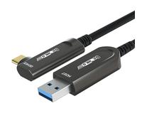 GeoHN.G Cavo in fibra ottica da USB A a USB C, 10 m, angolo retto da USB 3.2 10 Gbps, cavo ottico da USB C a lunga distanza attivo per VR/AR, Quest2, webcam, fotocamera, mini PC e altro ancora