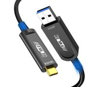 GeoHN.G Cavo in fibra ottica da USB A a USB C, 50 m, USB 3.2 10 Gbps per trasferimento dati a lunga distanza, cavo di prolunga USB C per VR, fotocamera, mini PC, laptop, webcam, stampante e altro