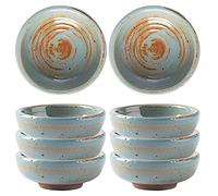 GeOinQL piattino per salsa, Tapas Bowls, Floral Pattern Dish Set for Dessert, Snack-Grey-Set of 6