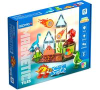 Geomag Magnetic Tiles Dino World - Set a tema Dinosauri Magnetici, Pannelli Traslucidi, Giochi Stem 3D