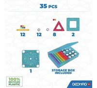 Geomag Ecofriendly Glitter Set Magnetico 35 Pezzi con Magneti in Neodimio per Costruzioni 2D e 3D STEM