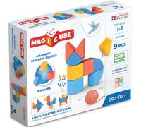 Geomag - Magicube 1+ Shapes - Blocchi Magnetici per Bambini - 3 Colori e Forme - Confezione da 9 Cubi - 100% Plastica Riciclata