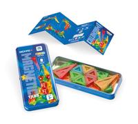 Geomag Magnetic Tiles - Set di mattoncini magnetici da viaggio, a partire | In pratica scatola di latta, mini piastrelle trasparenti in quattro forme e colori, compatibili con tutte le piastrelle