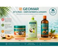 GEOMAR Kit Corpo Scrub Pesca e Cocco, Crema Corpo Cocco e Pera, Olio Corpo