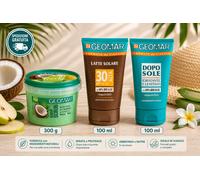 GEOMAR Kit Preparazione Sole - Scrub Corpo, Latte Solare SPF30, Doposole 3 pezzi
