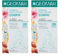 GEOMAR | Strisce Depilatorie Corpo, con Olio di Mandorle e di Argan, 95% di Origine Naturale, Made in Italy, 1 x 20 strisce (Confezione da 2)
