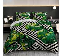 Geometria Delle Piante Tropicali Copripiumini Biancheria da Letto 135x200 cm Morbido Comodo Microfibra Verde Copripiumini Biancheria da Letto Set con Cerniera Tutte le Stagioni 3 Pezzi