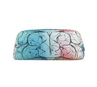 Geometria Immagine del cervello con borsa per il trucco scientifico Borsa da viaggio per articoli da toilette Grande astuccio per matite per uomo e donna Portamonete in pelle con cerniera