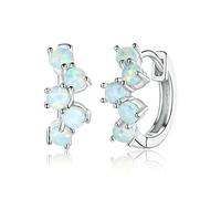 Geometria Orecchini Opal Hoop Real 925 Sterling Silver Gorgeous Orecchini per Le Donne Wedding Best Regalo Gioielli