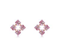 Geometria quadrata piccole orecchini per donne rosa zirconi cubico stallone orecchini fatti a mano