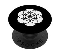 Geometria Sacra Bianca Forme Bianco e Nero Fiore della Vita PopSockets PopGrip Adesivo