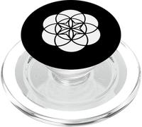 Geometria Sacra Bianca Forme Bianco e Nero Fiore della Vita PopSockets PopGrip per MagSafe