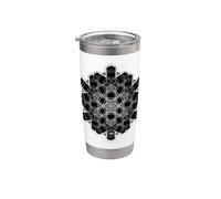 Geometria sacra esagonale geometrica blackwork Mandala Pattern Bicchiere termico in acciaio inox doppia parete