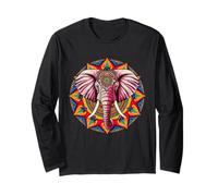 Geometria Sacra Natura Elefante Estetica Mandala Fiore Maglia a Manica