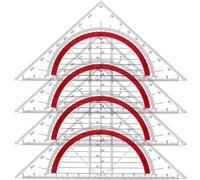 Geometria Triangolo,4 Pezzi Geometria di Triangolo in Plastica,Squadra Geometrica Squadrette Nautiche Goniometro Trasparente Triangolari da Disegno in Plastica para Scuola,Università e Lavoro