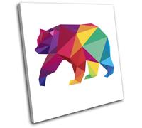 Geometric Abstract Bear Animals SINGLE TELA parete arte foto stampa