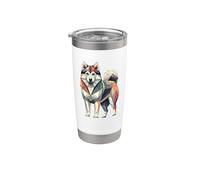 Geometric Art Alaskan Klee Kai Bicchiere termico in acciaio inox doppia parete