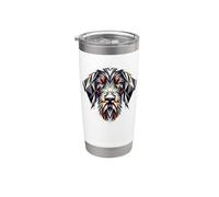 Geometric Art German Wirehaired Pointer Bicchiere termico in acciaio inox doppia parete
