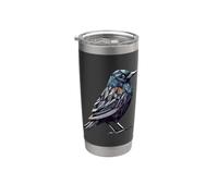 Geometric Art Merlo Birdwatcher Birdwatching Bicchiere termico in acciaio inox doppia parete