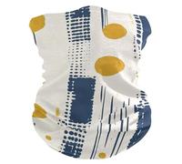 Geometric Dots Lines Mustard Yellow Blue 26X30Cm Durevole Scaldacollo Multiuso Fascia per Capelli per Donna Bambini Escursionismo