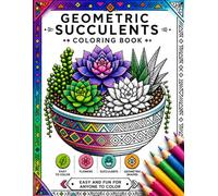 Geometric Flowers and Succulents Coloring Book