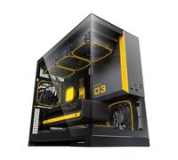 Geometric Future GEO-M3F-BG GEO-M3F-BG - Case per PC a torre Micro-ATX panoramica in vetro temperato a doppia camera, 5 ventole ARGB PWM preinstallate da 120 mm x 30 mm, USB Type-C, supporto radiatore