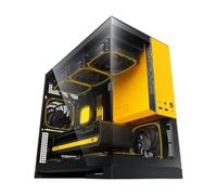 Geometric Future GEO-M3F-BY GEO-M3F-BY - Case per PC a torre Micro-ATX panoramica in vetro temperato a doppia camera, 5 ventole ARGB PWM preinstallate da 120 mm x 30 mm, USB Type-C, supporto radiatore