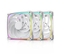 Geometric Future Squama 2503R - Ventola RGB PWM a lama inversa, 140 mm, confezione da 3, prestazioni e bilanciamento silenzioso, doppio anello di illuminazione, 5 V, 3 pin indirizzabile RGB - PWM a 4