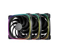 Geometric Future Squama GEO-S2503B-14T) - Ventola RGB PWM, 140 mm, confezione da 3, prestazioni e bilanciamento silenzioso, doppio anello di illuminazione, 5 V 3 pin indirizzabile RGB - PWM a 4 pin