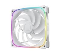 Geometric Future Squama GEO-S2503W-14S - Ventola RGB PWM da 140 mm, prestazioni e bilanciamento silenzioso, doppio anello di illuminazione, 5 V, 3 pin, indirizzabile RGB - PWM a 4 pin - Bianco