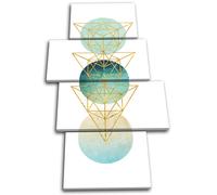 Geometric Ocean Bathroom Abstract MULTI TELA parete arte foto stampa