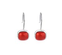 Geometric Square Ear Hook S925 Lapis Lazuli Small Red Agate Pendant Women's Earrings Earrings Red Agate