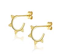 Geometric Three Sun Flower Stud Earrings for Women Minimalist C-Shaped Bead Jewelry
